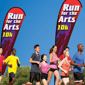 Run for the Arts event flags