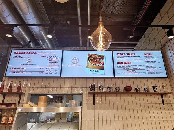 Digital menu on wall