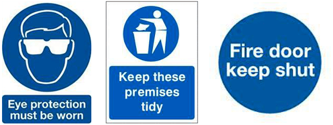 colours & shapes of safety signs
