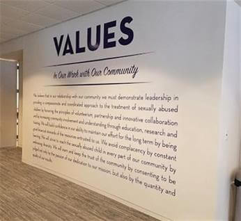 Interior wall lettering