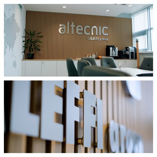 A collage of the Altecnic interior signage from close up and from afar.