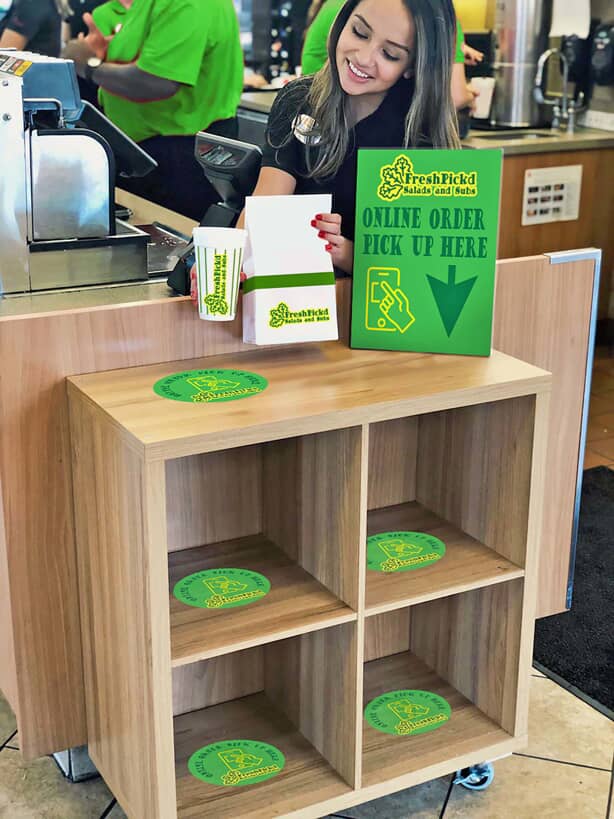 custom green decals for restaurant online pickup