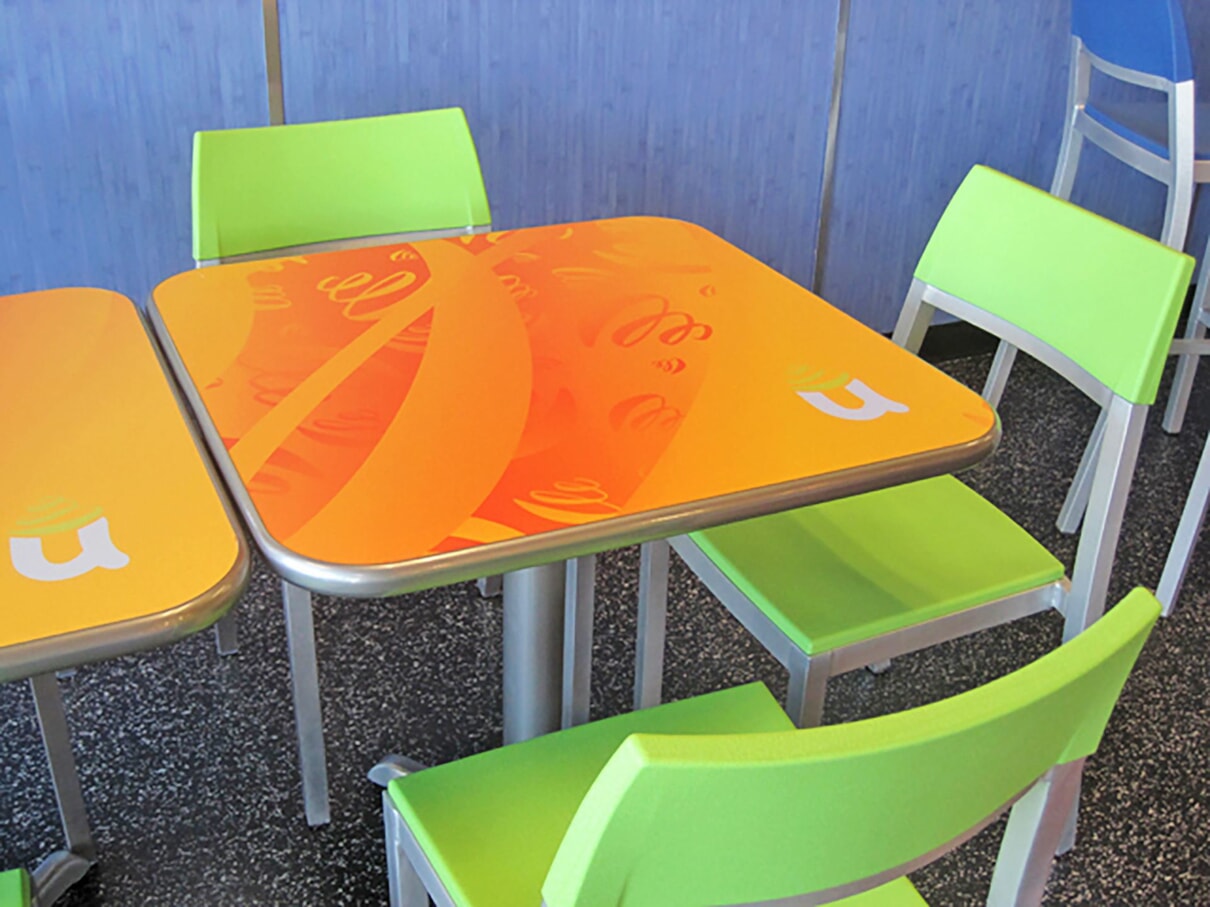 custom orange table graphics