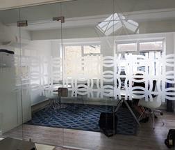 Frosted Vinyl shapes Glass Panel