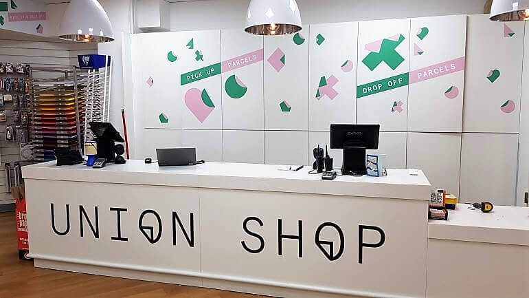 Union Shop Counter and wall graphics
