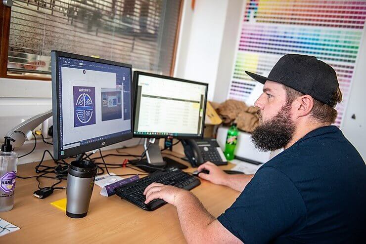 Man working using a computer