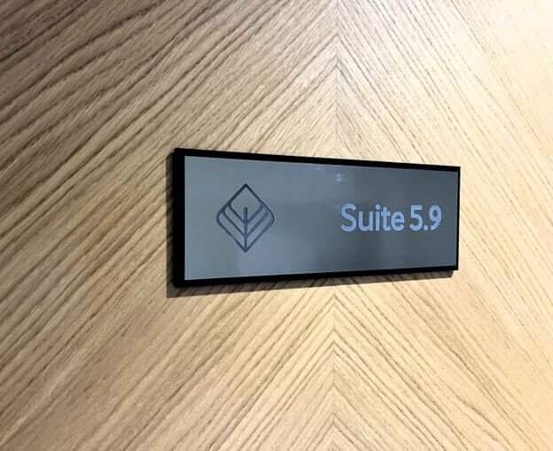 Brushed aluminium gives a premium finish for building directories, door plaques and reception signs.