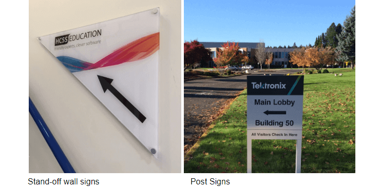 Stand off wall signs wayfinding