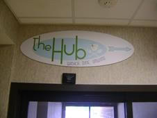 The Hub store sign