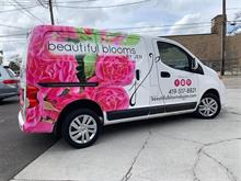 Flower shop van partial wrap and graphics