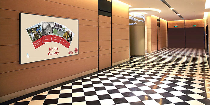 hallway with media gallery signage