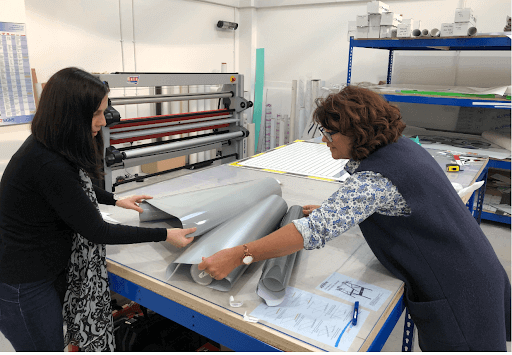 two women working